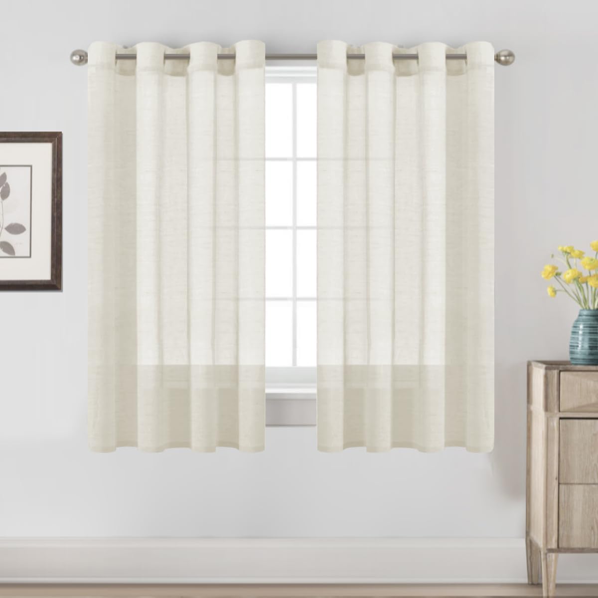 Natural Linen-Blend Sheer Curtains