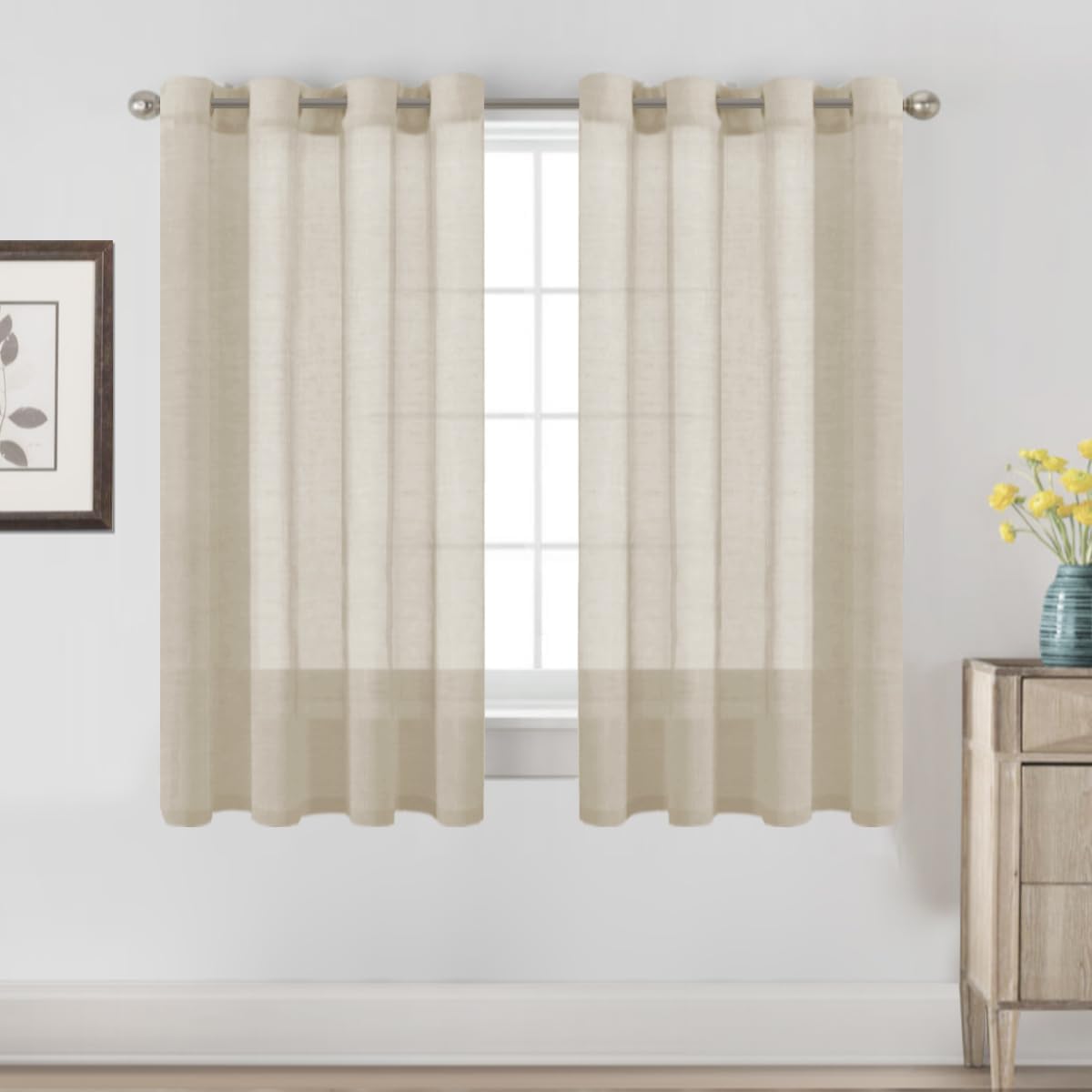 Natural Linen-Blend Sheer Curtains