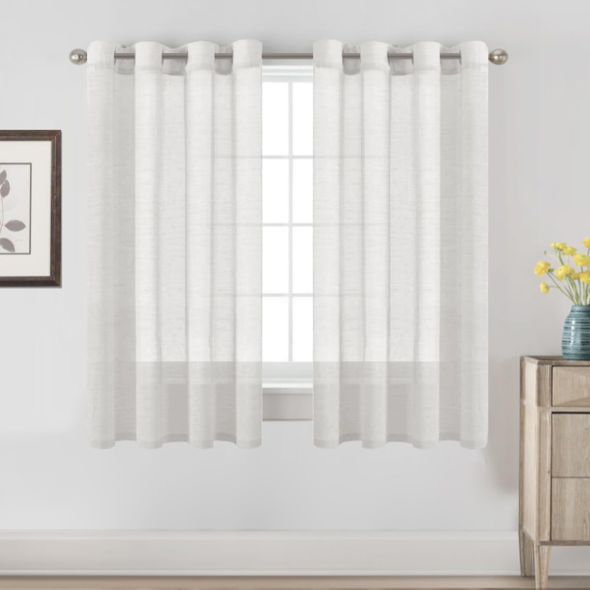 Natural Linen-Blend Sheer Curtains