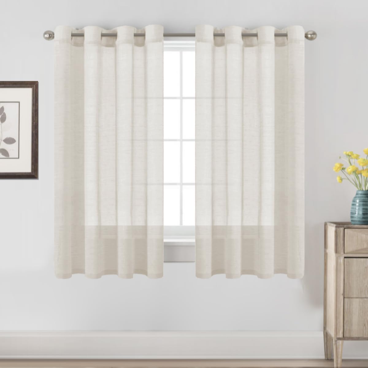 Natural Linen-Blend Sheer Curtains