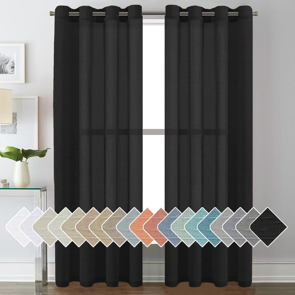 Natural Linen-Blend Sheer Curtains