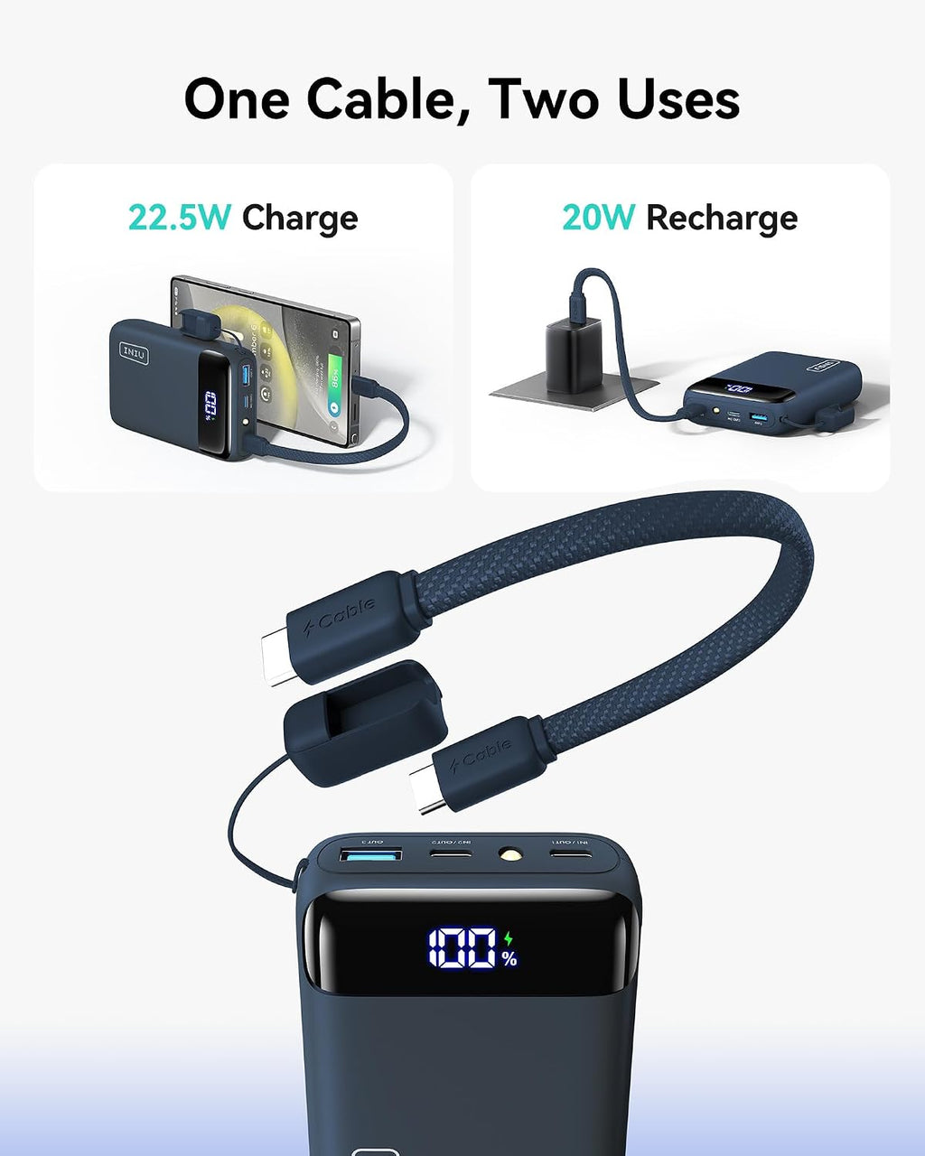 INIU 20000mAh 22.5W Fast-Charging Power Bank