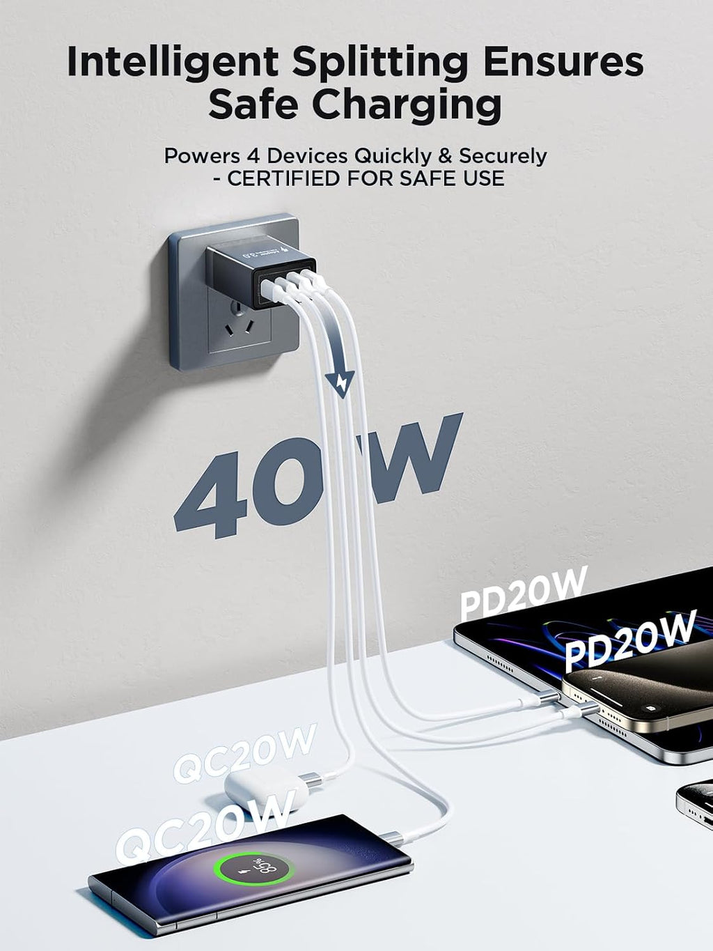 Aioneus 40W 4-Port USB-C Fast Charger