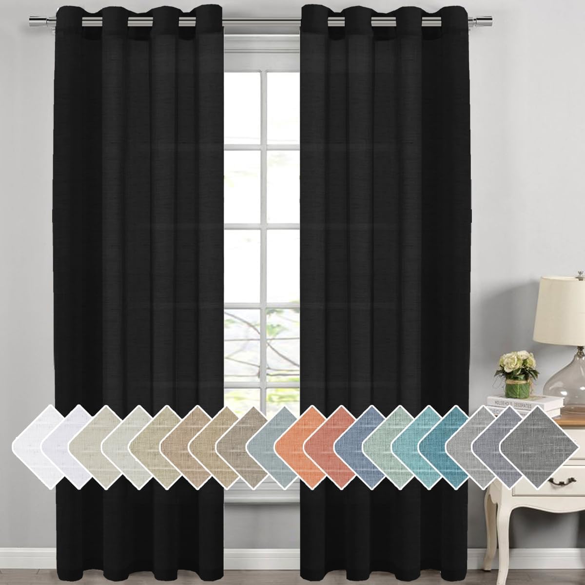 Natural Linen-Blend Sheer Curtains