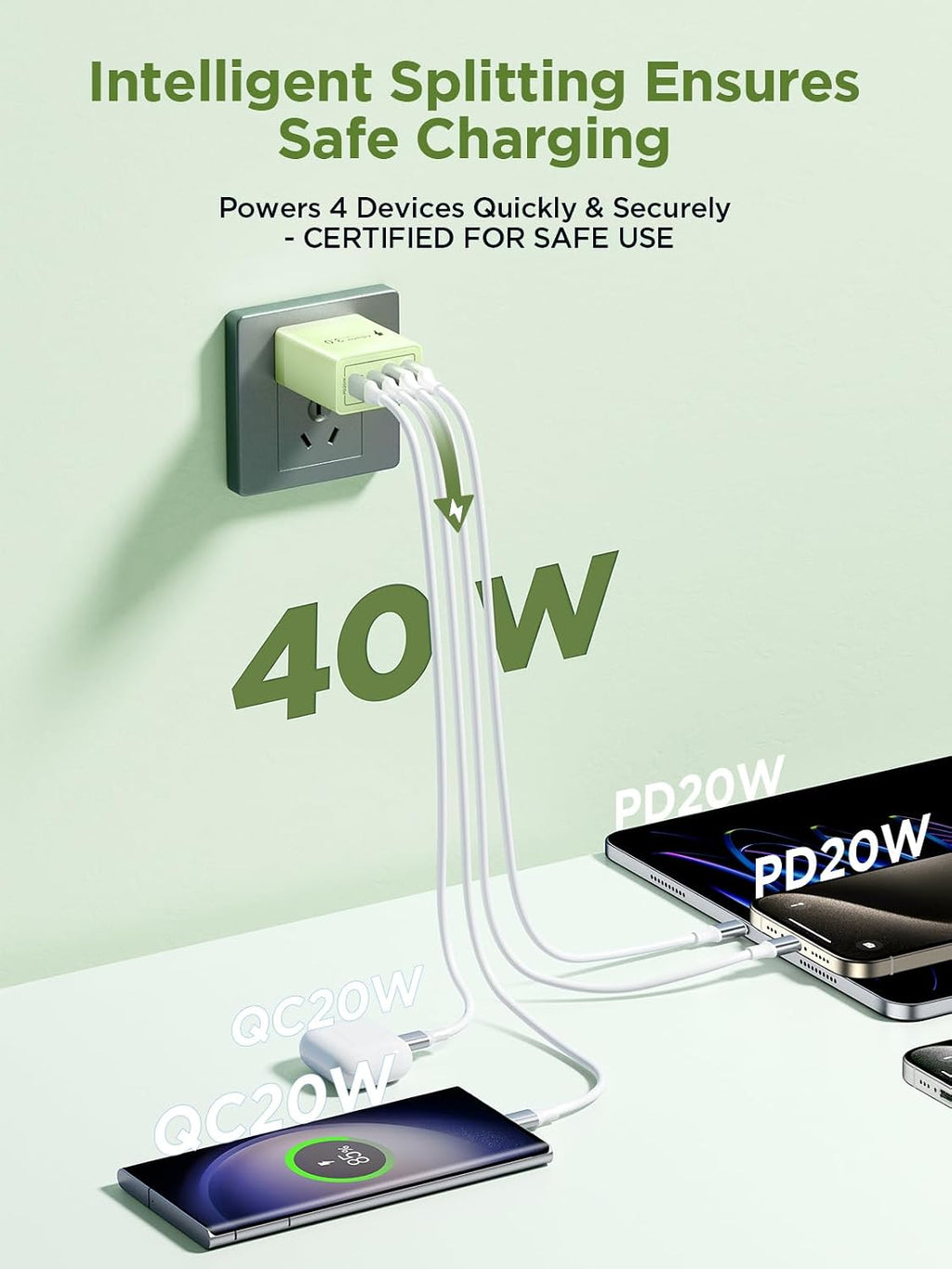 Aioneus 40W 4-Port USB-C Fast Charger