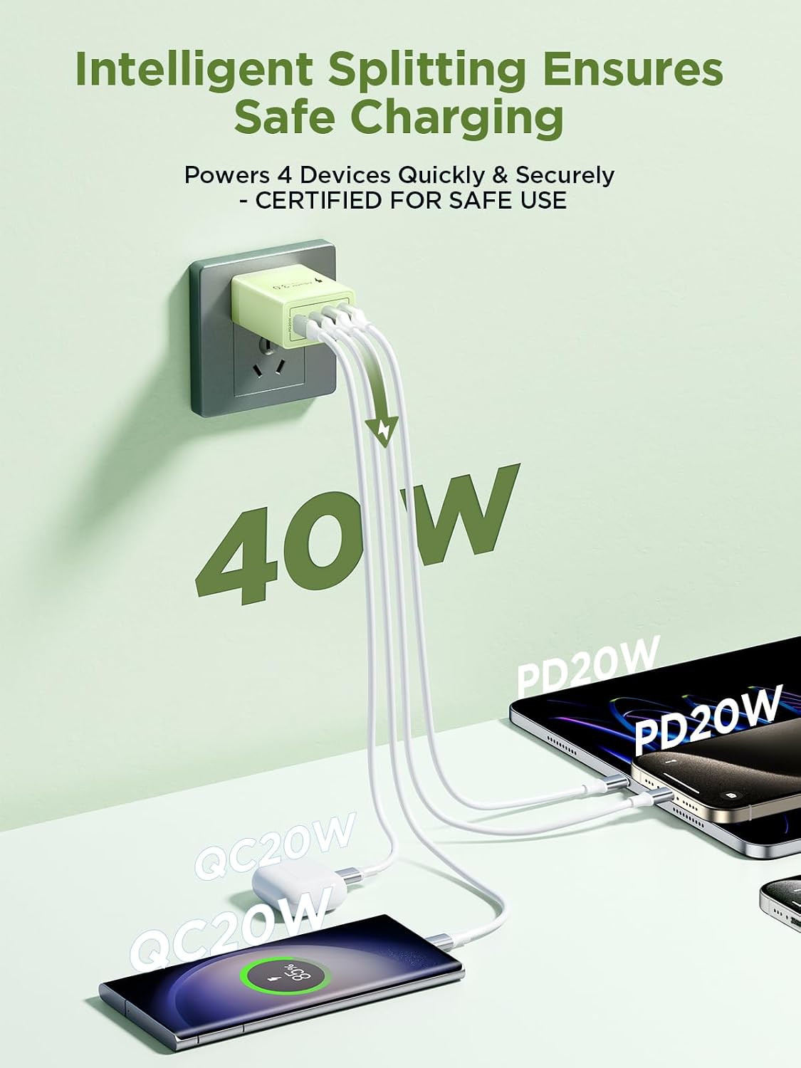 Aioneus 40W 4-Port USB-C Fast Charger