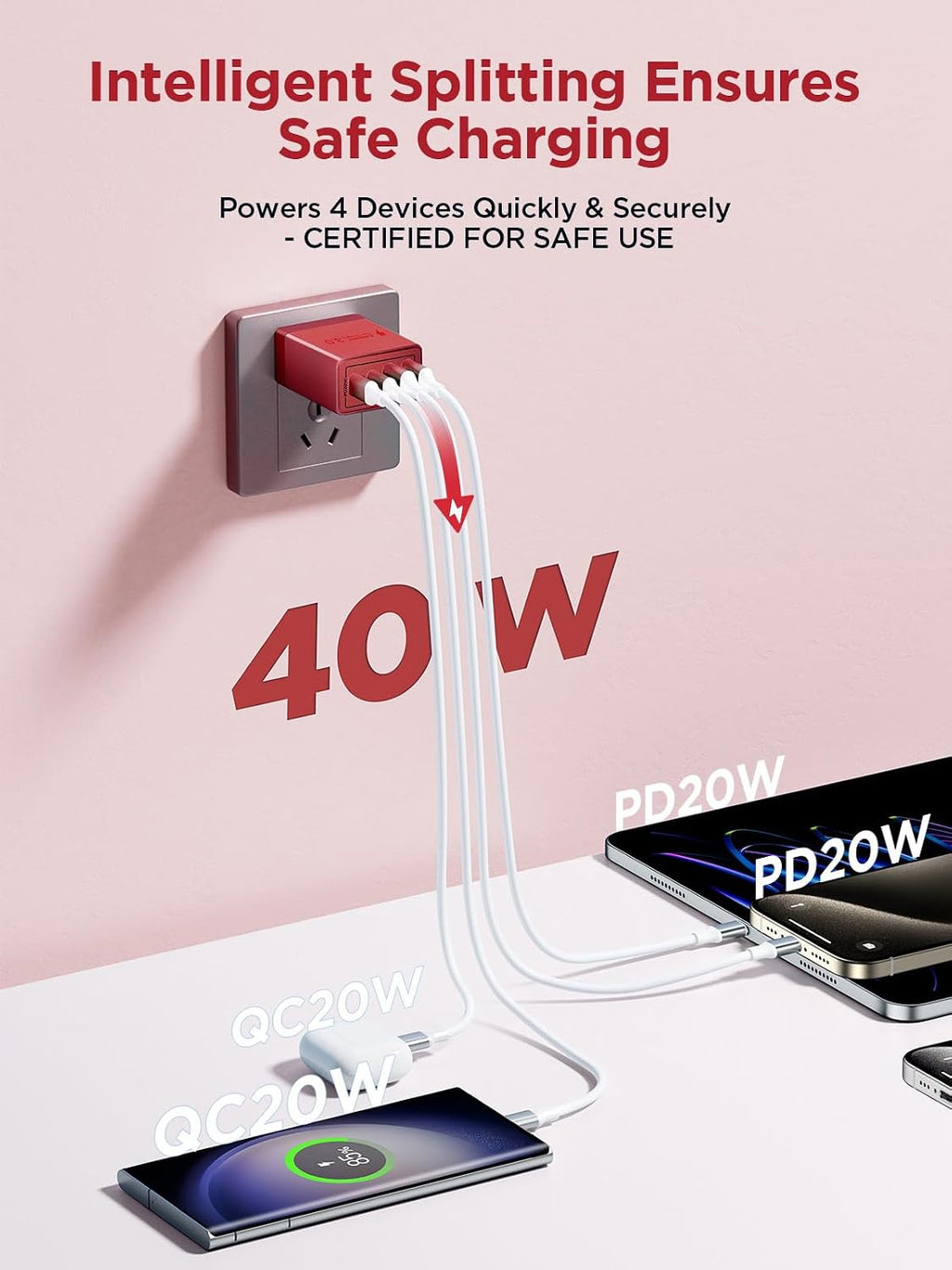 Aioneus 40W 4-Port USB-C Fast Charger