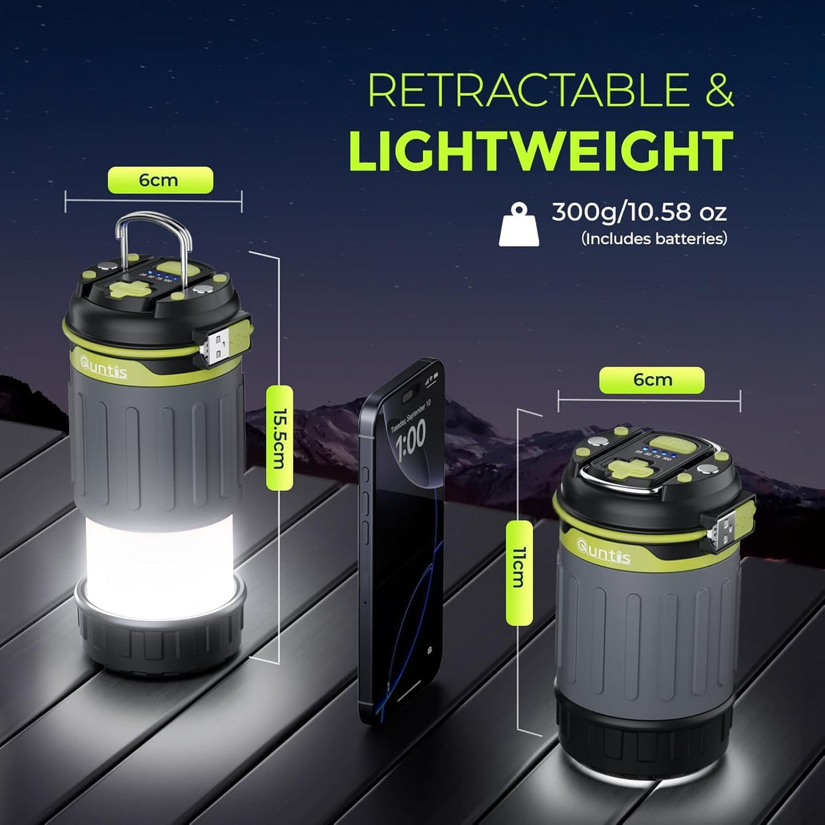 Quntis Rechargeable Telescoping Camping Lantern