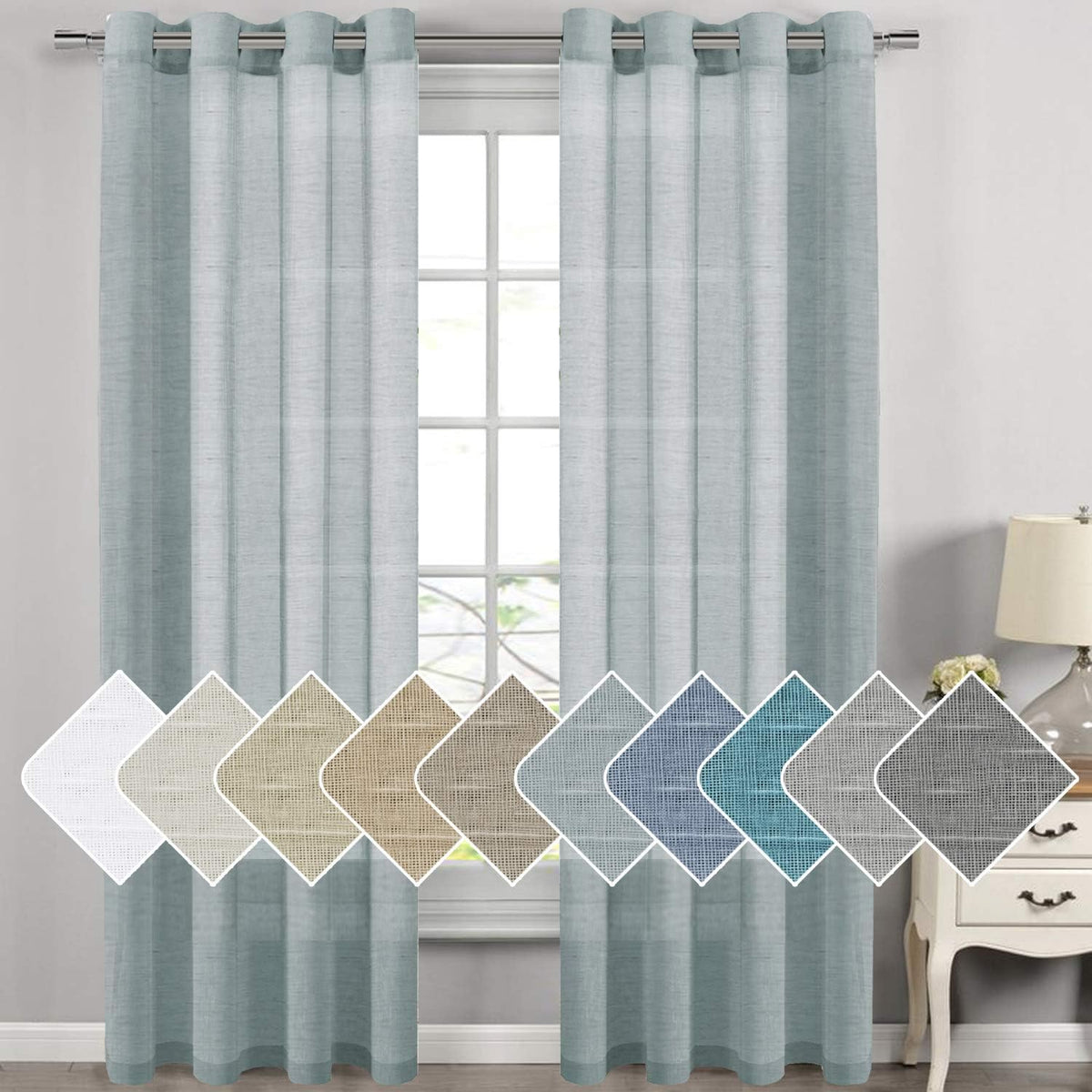 Natural Linen-Blend Sheer Curtains