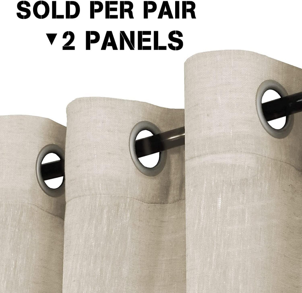 Natural Linen-Blend Sheer Curtains