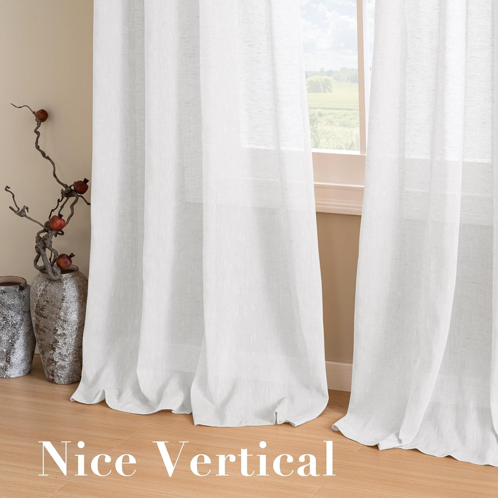 Natural Linen-Blend Sheer Curtains