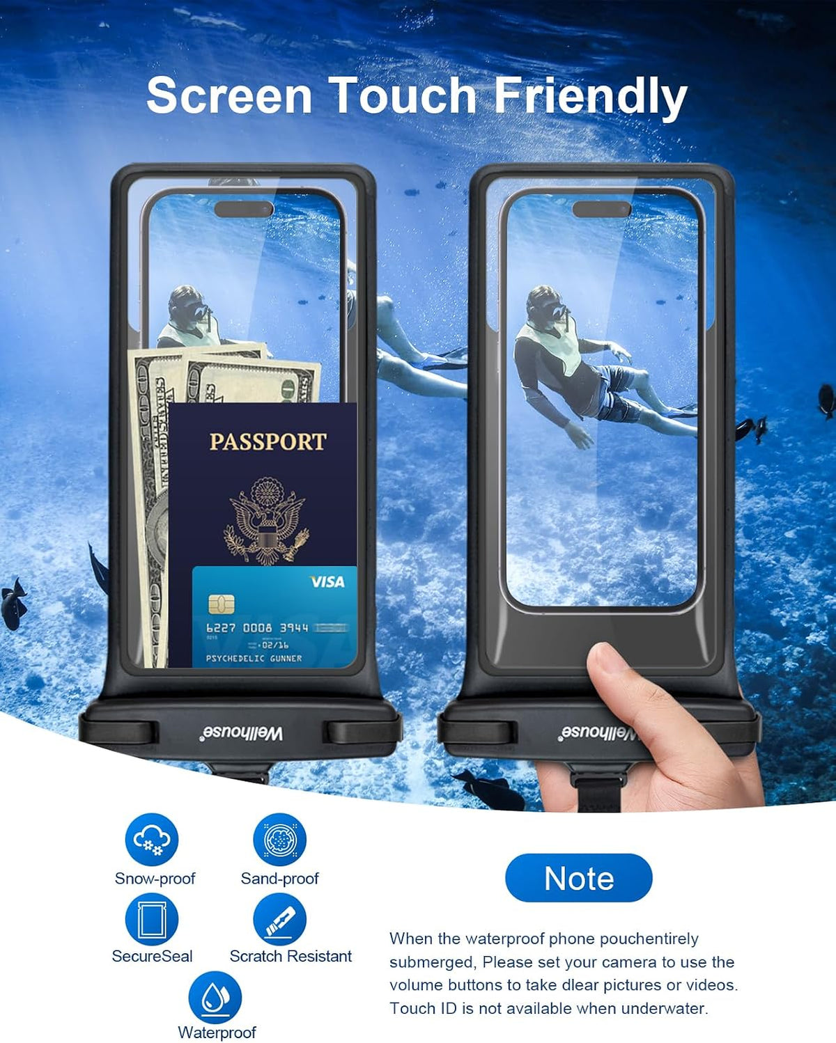 wellhouse 2-Pack Waterproof Phone Pouches