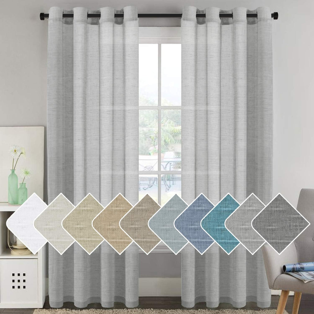 Natural Linen-Blend Sheer Curtains