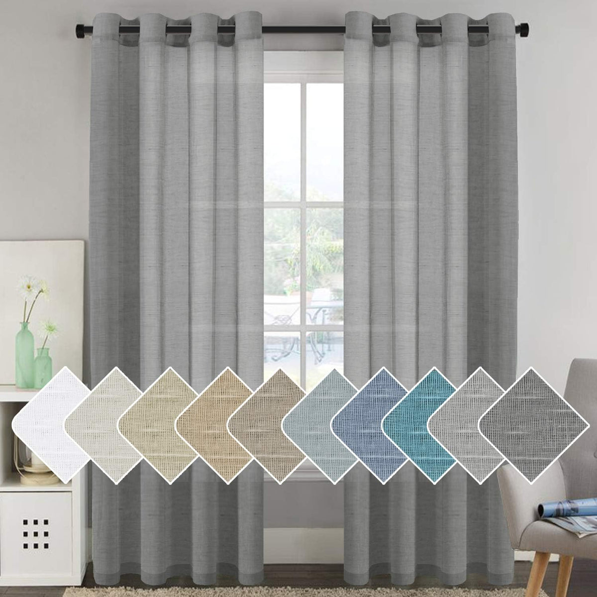 Natural Linen-Blend Sheer Curtains