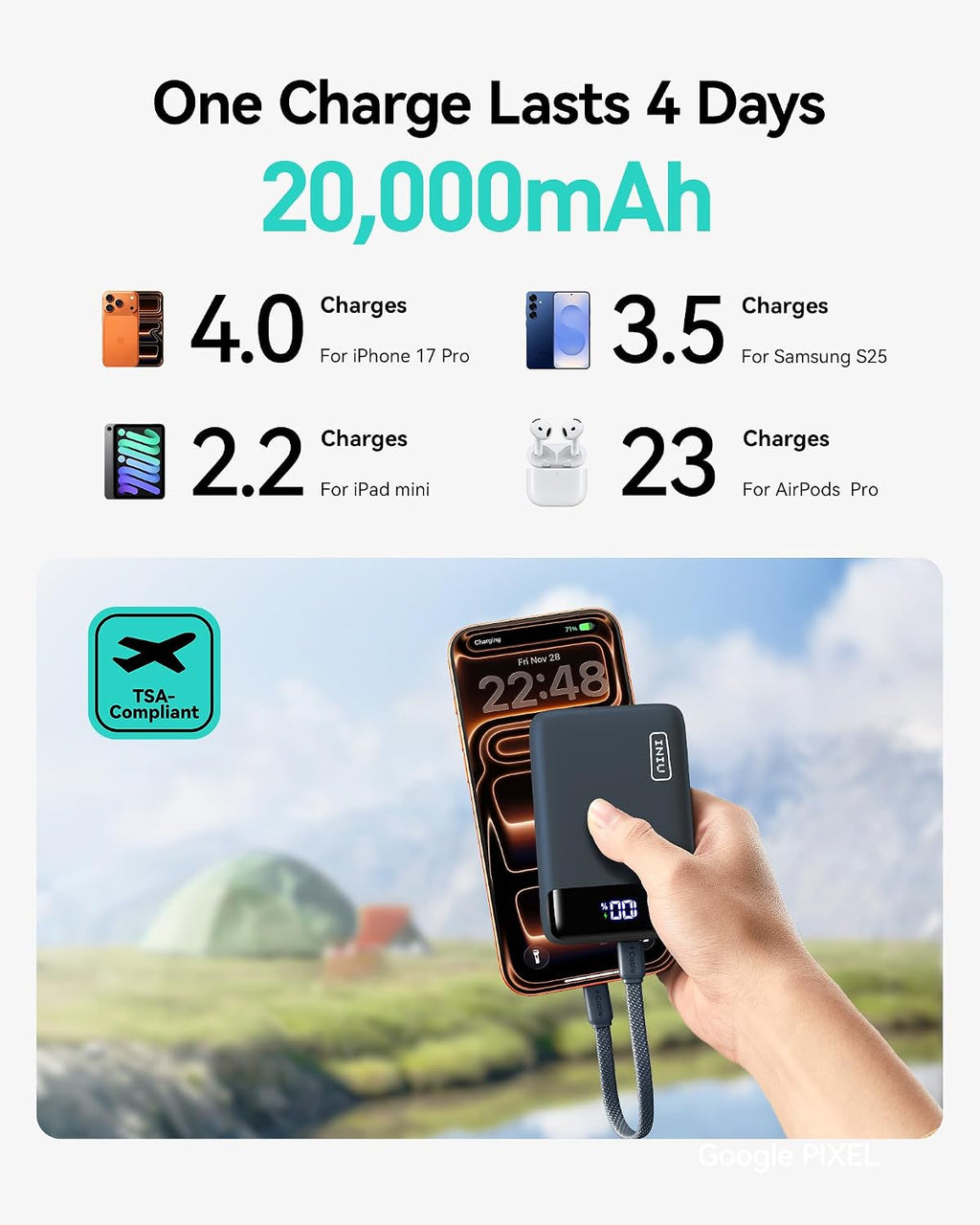 INIU 20000mAh 22.5W Fast-Charging Power Bank