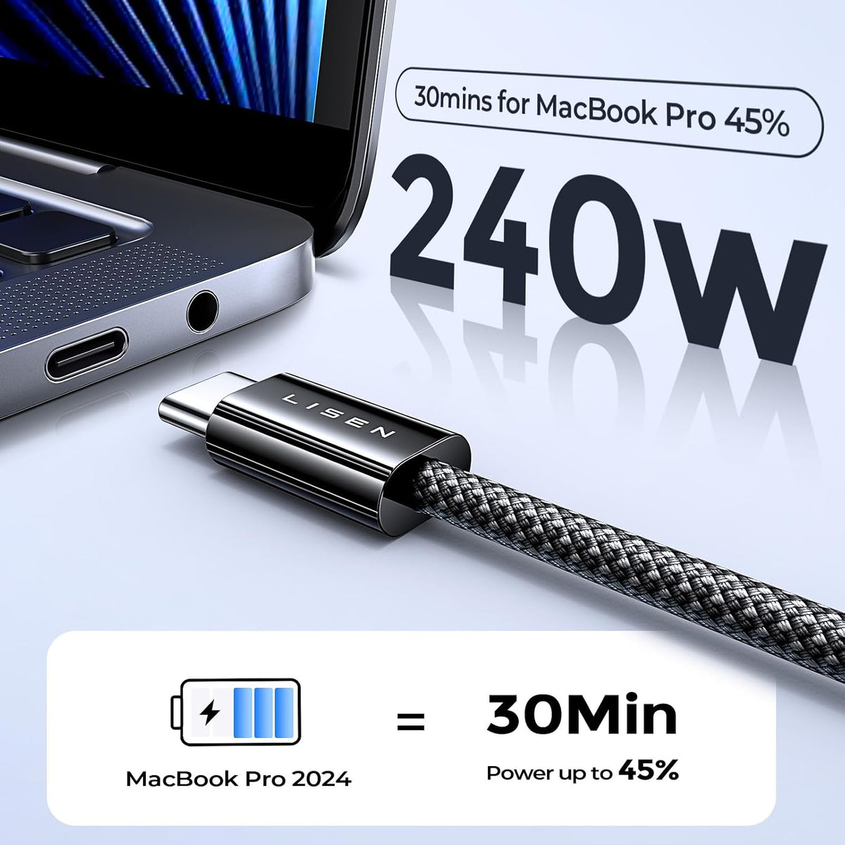 LISEN 2-Pack 240W 2m USB-C Cables