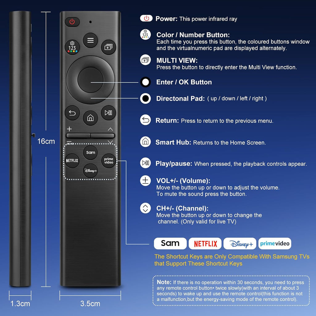 Universal Replacement Remote for Samsung Smart TVs