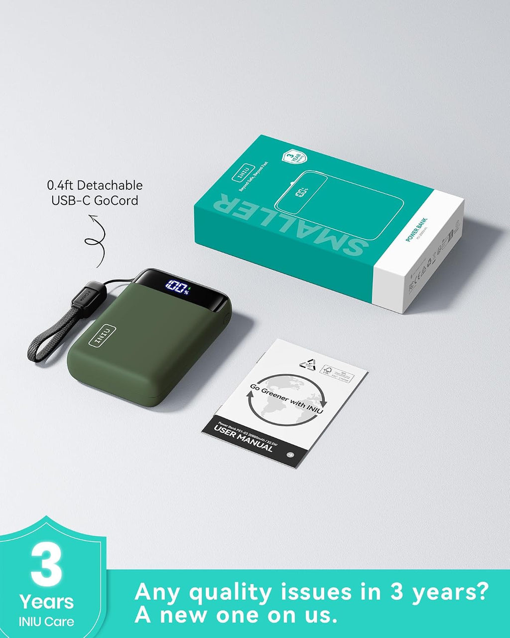 INIU 20000mAh 22.5W Fast-Charging Power Bank