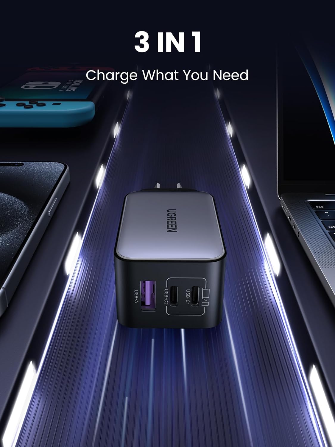UGREEN Nexode 65W 3-Port USB-C Charger