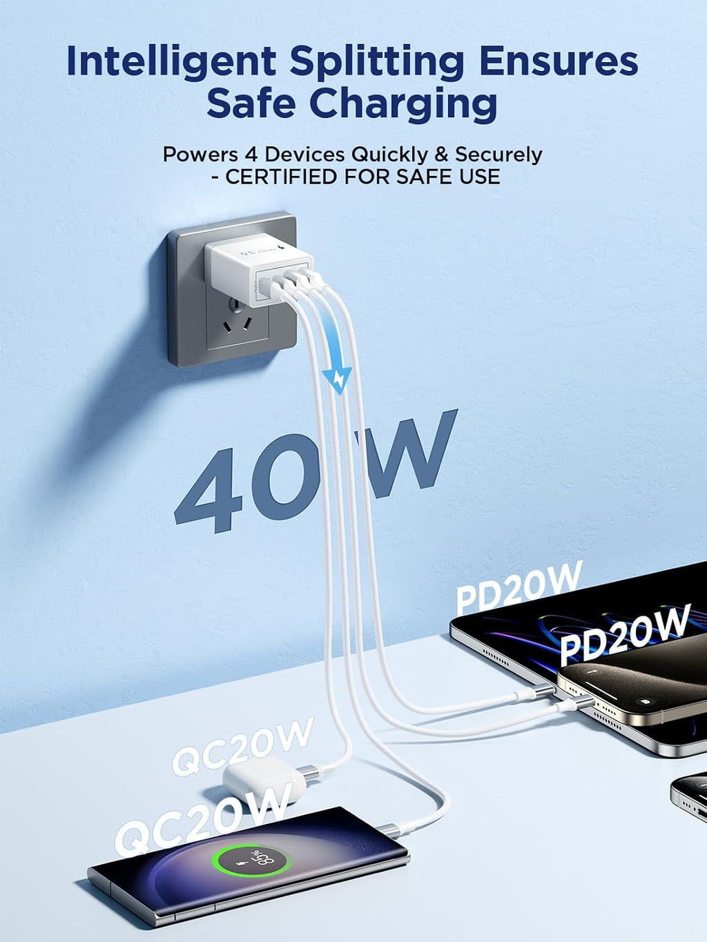 Aioneus 40W 4-Port USB-C Fast Charger