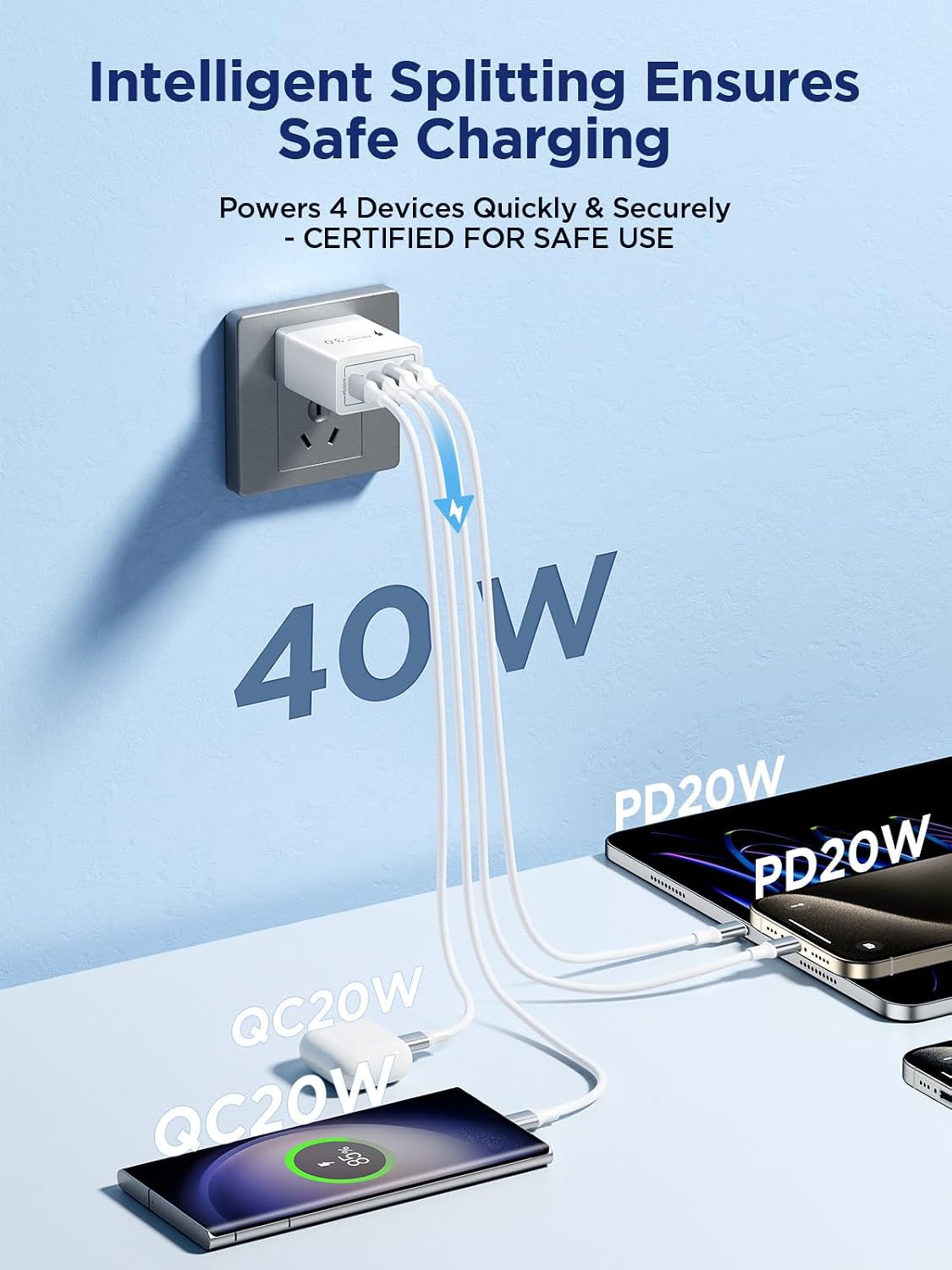 Aioneus 40W 4-Port USB-C Fast Charger