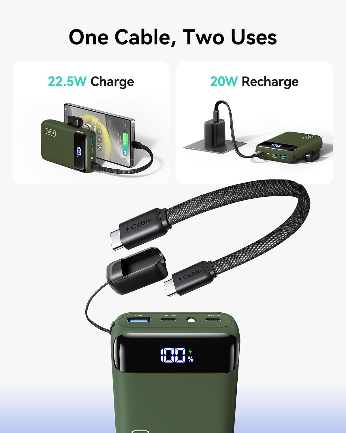 INIU 20000mAh 22.5W Fast-Charging Power Bank