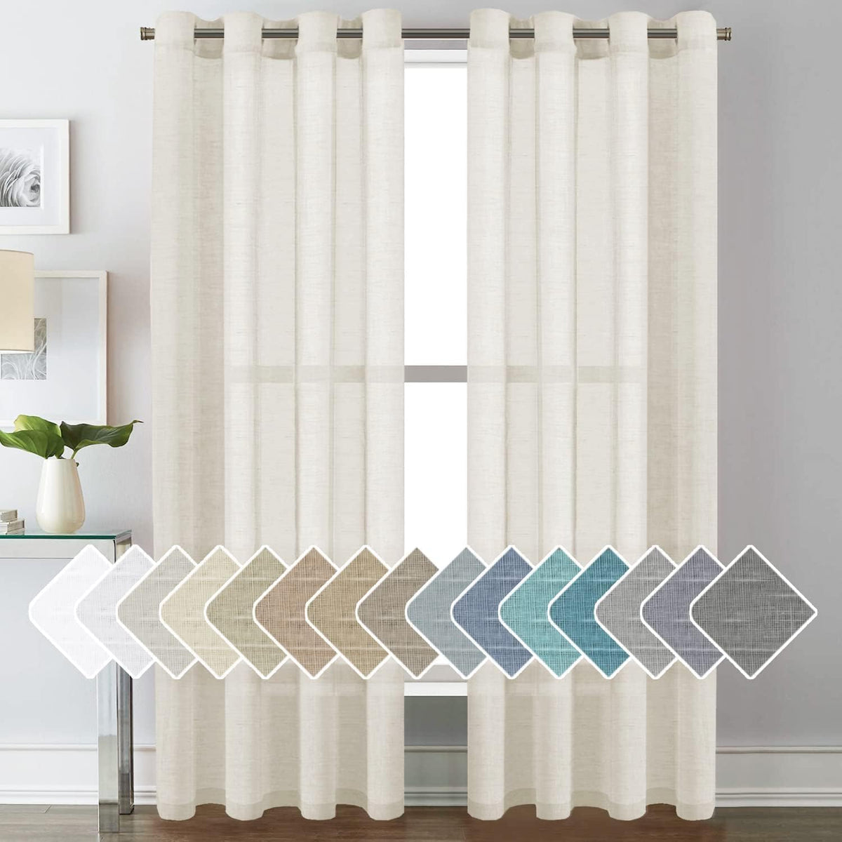 Natural Linen-Blend Sheer Curtains