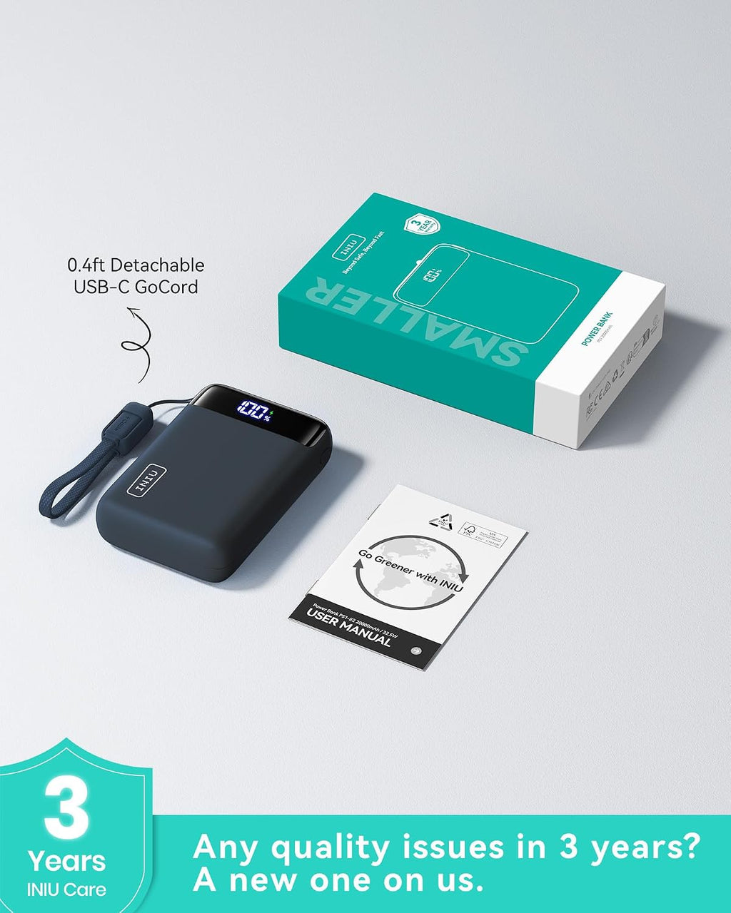 INIU 20000mAh 22.5W Fast-Charging Power Bank