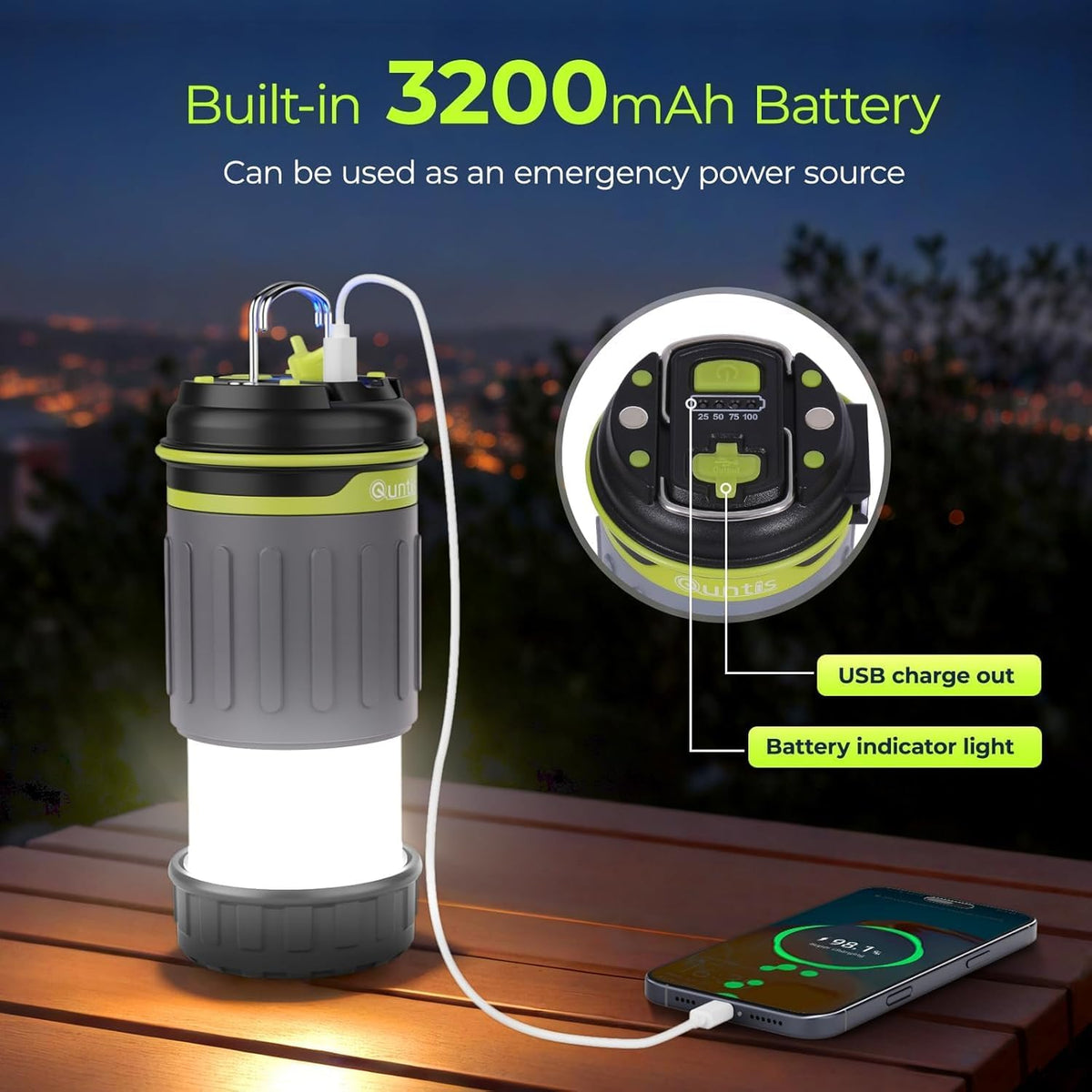 Quntis Rechargeable Telescoping Camping Lantern
