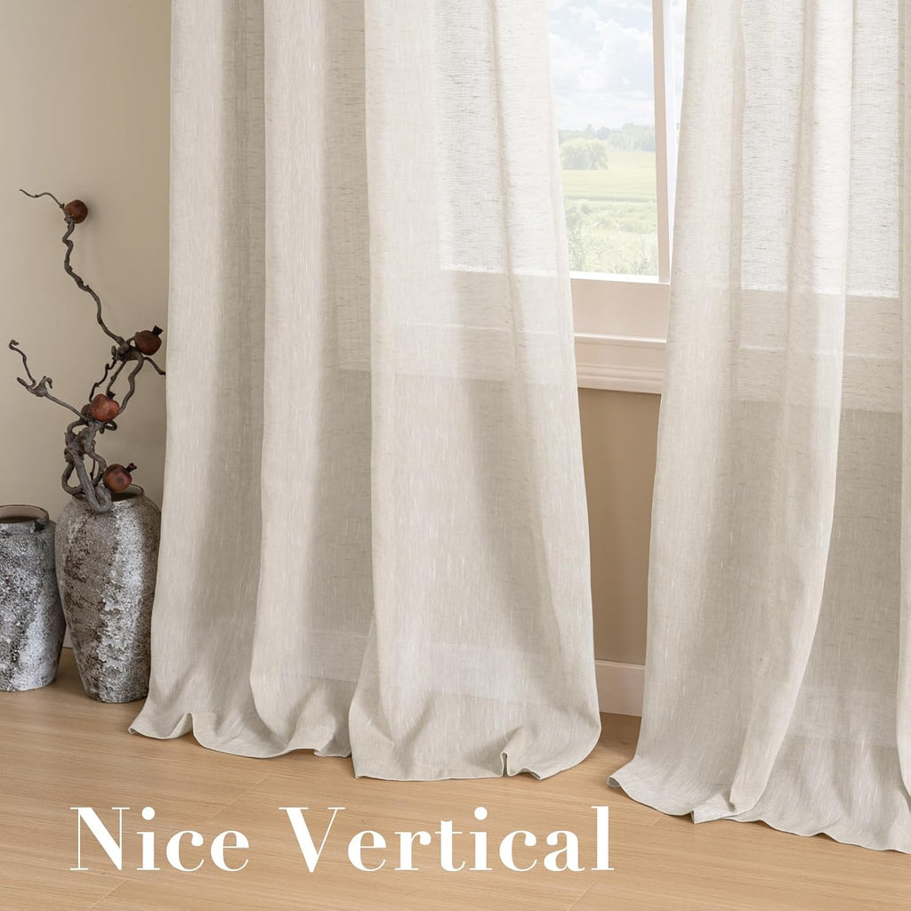 Natural Linen-Blend Sheer Curtains