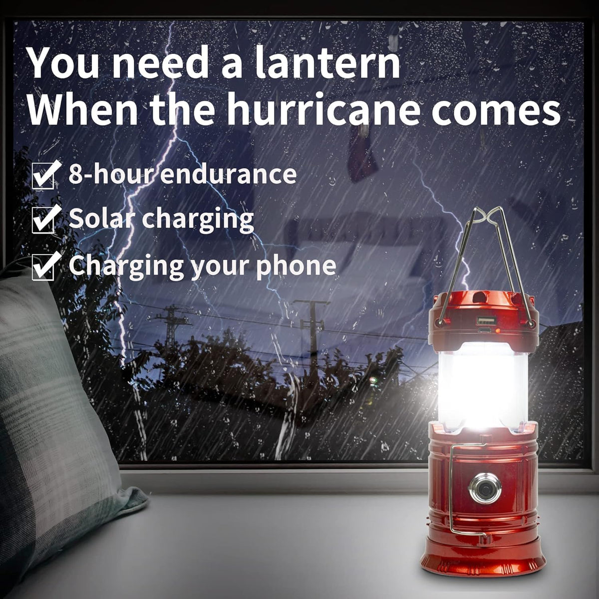 Solar-Powered Rechargeable Camping Lantern