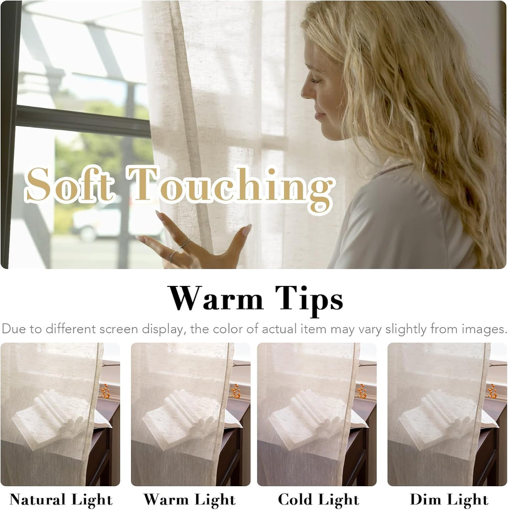 Natural Linen-Blend Sheer Curtains