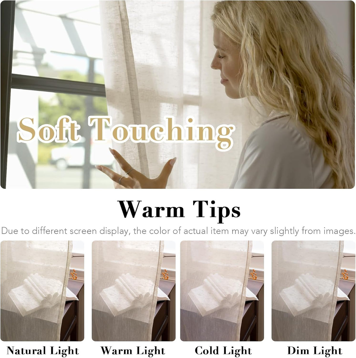 Natural Linen-Blend Sheer Curtains