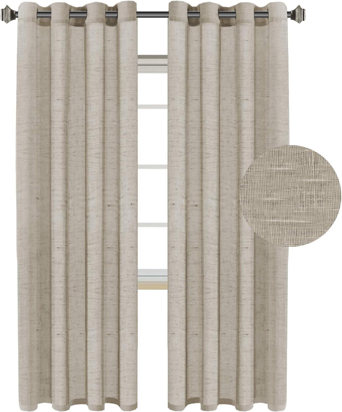 Natural Linen-Blend Sheer Curtains
