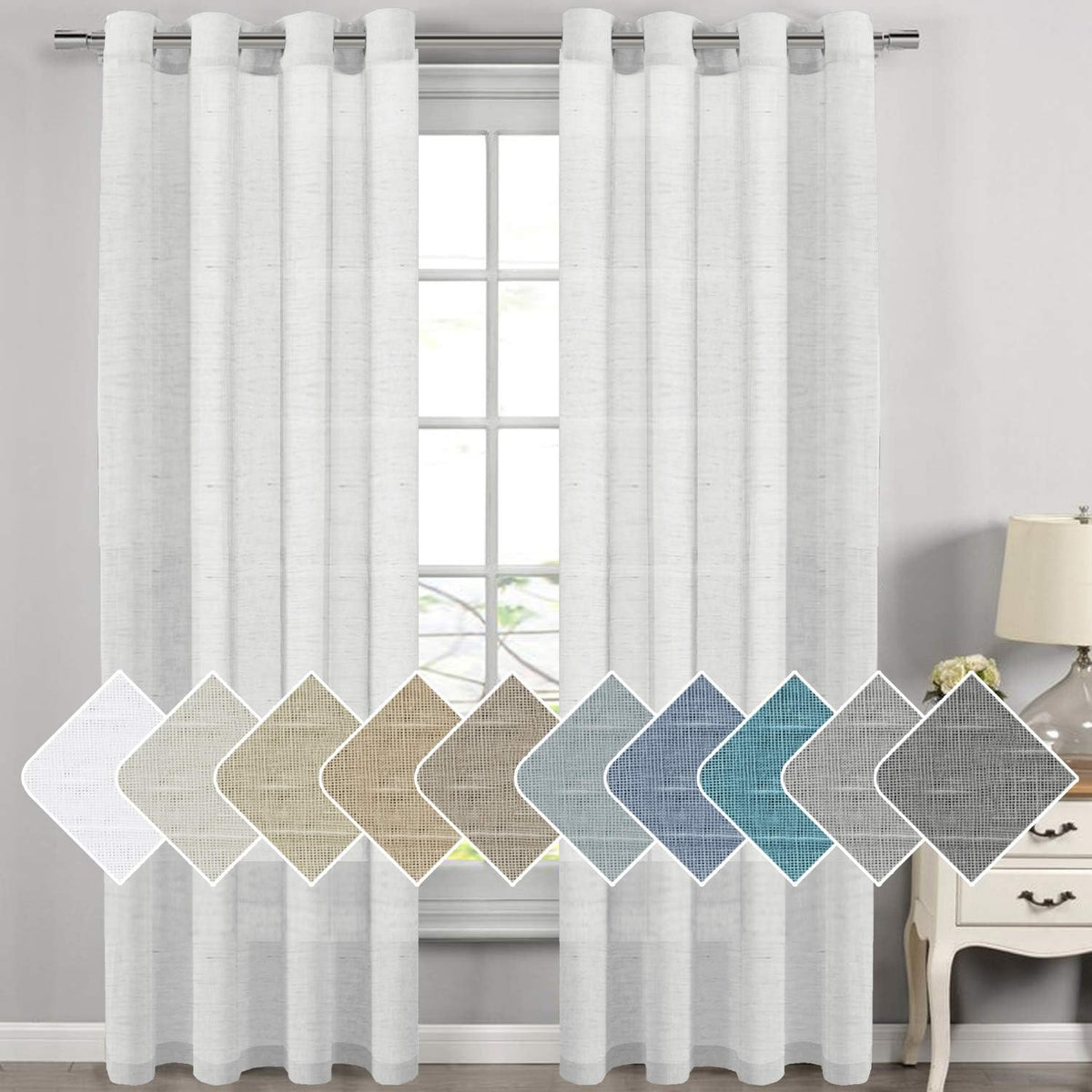 Natural Linen-Blend Sheer Curtains