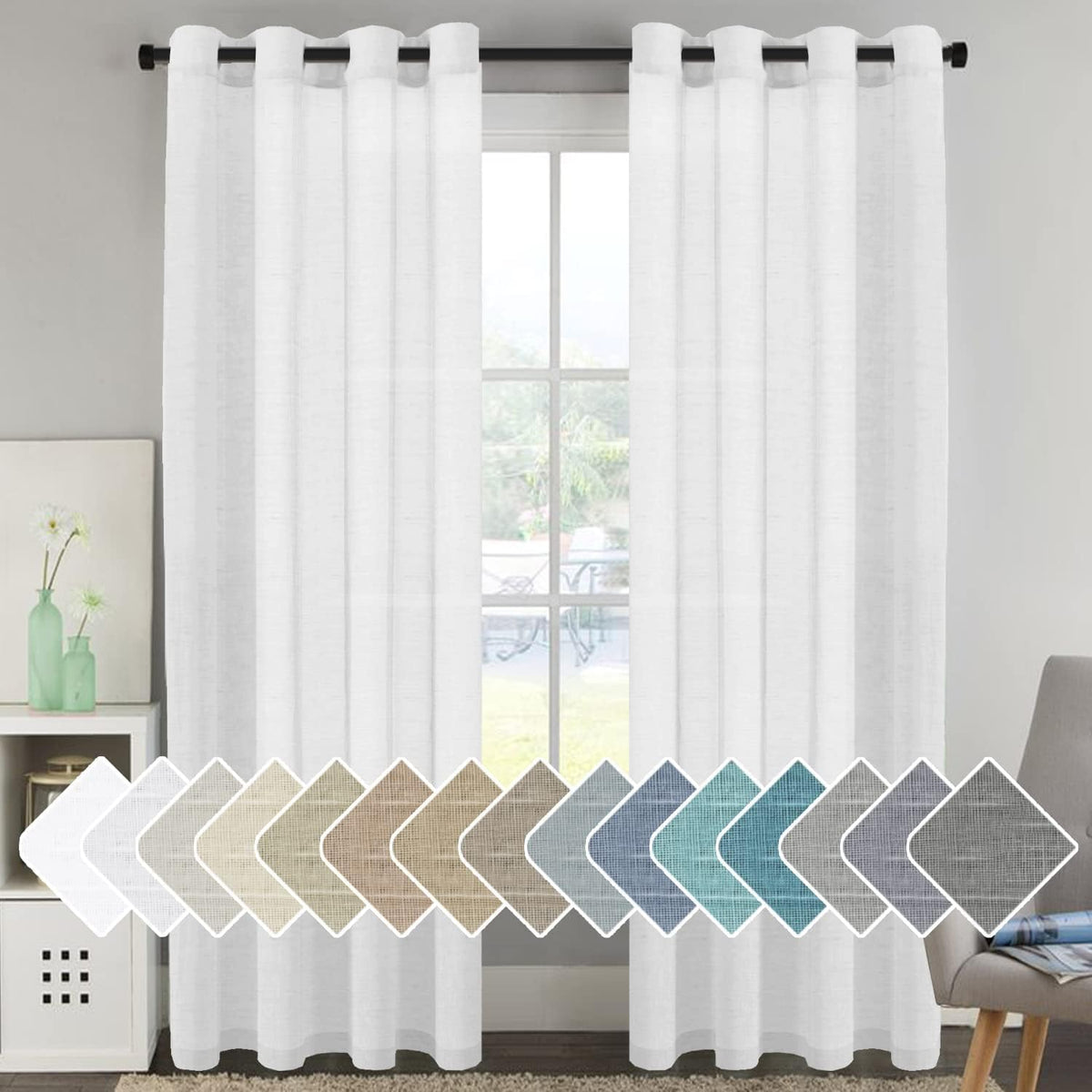 Natural Linen-Blend Sheer Curtains