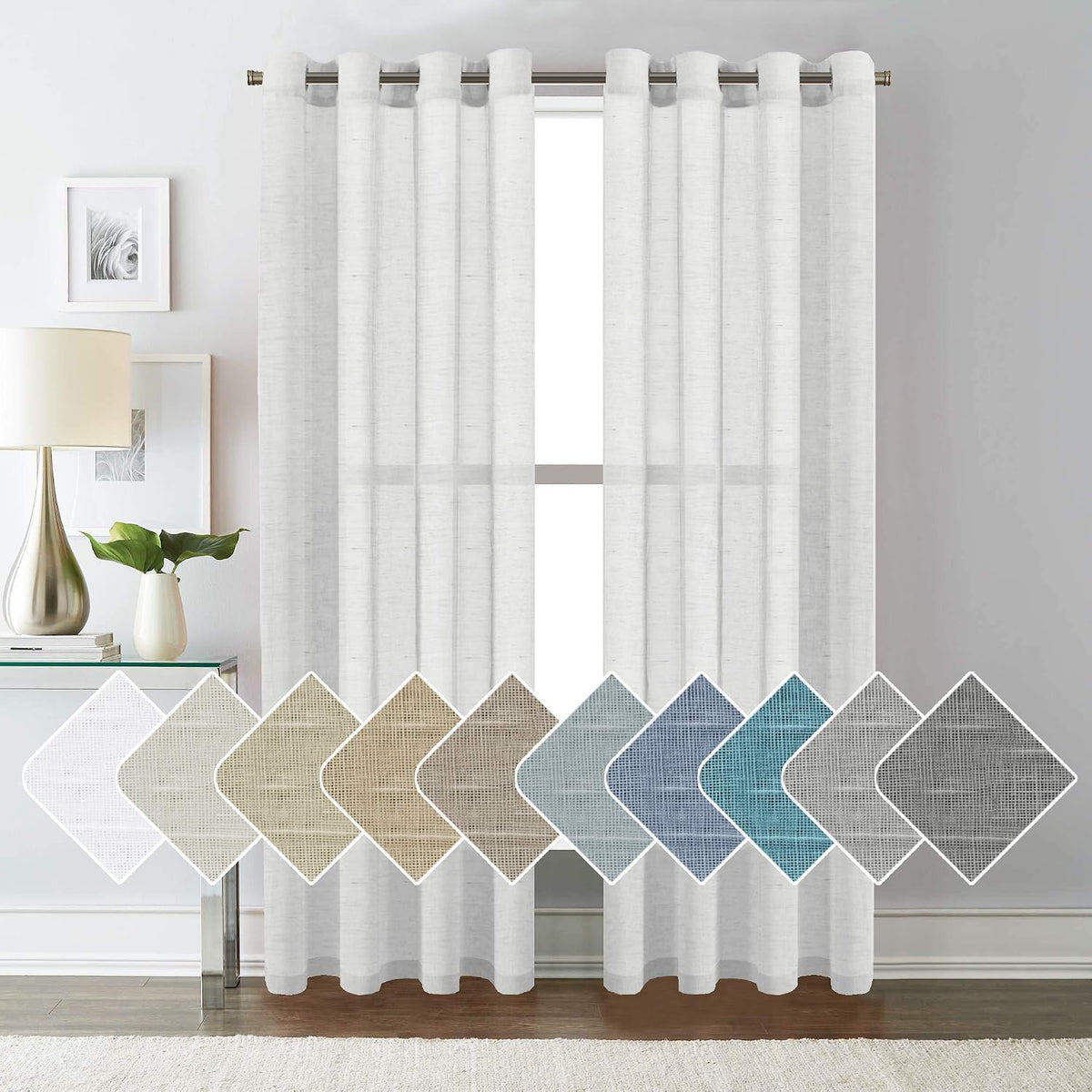 Natural Linen-Blend Sheer Curtains