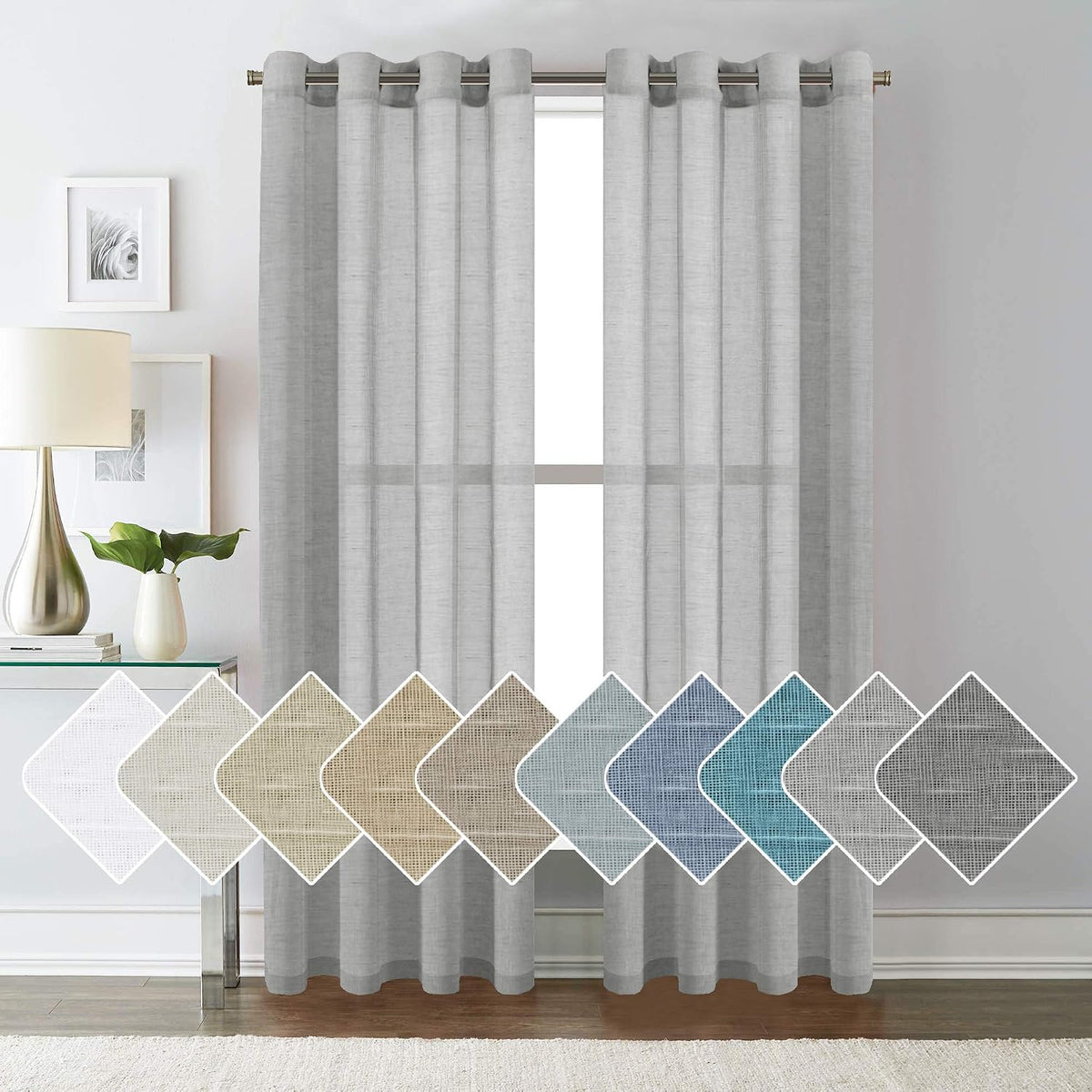 Natural Linen-Blend Sheer Curtains