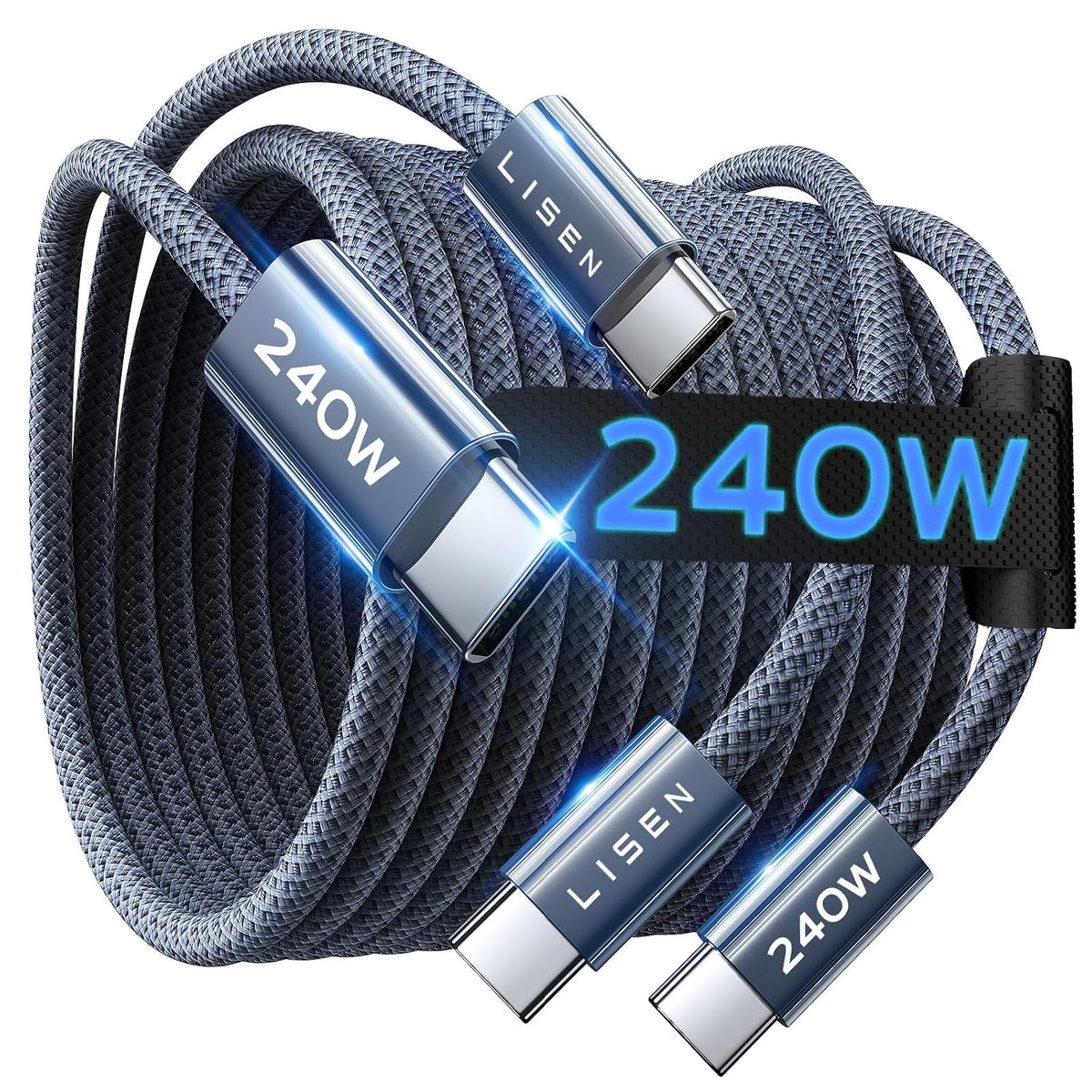 LISEN 2-Pack 240W 2m USB-C Cables