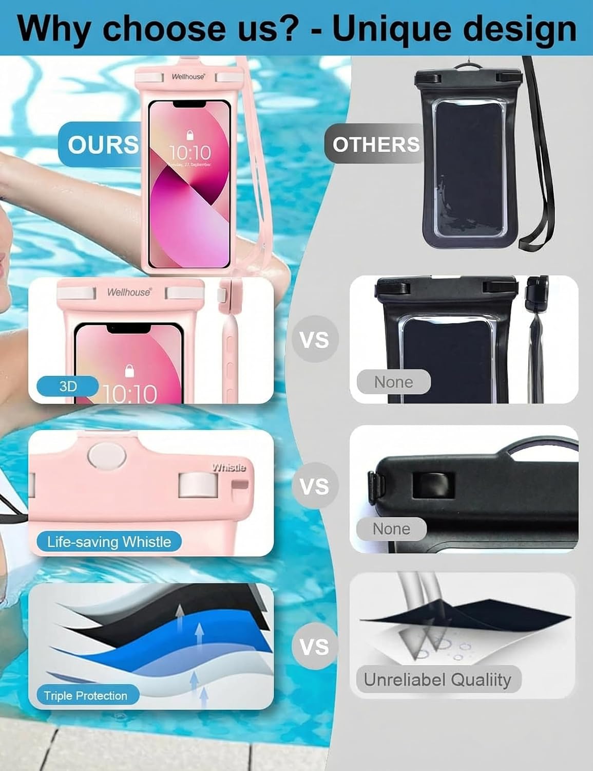 wellhouse 2-Pack Waterproof Phone Pouches
