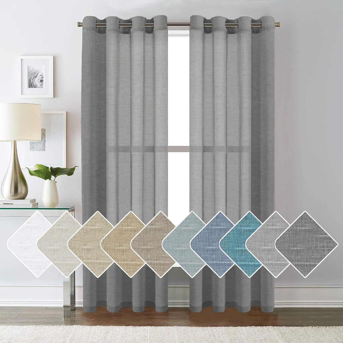 Natural Linen-Blend Sheer Curtains