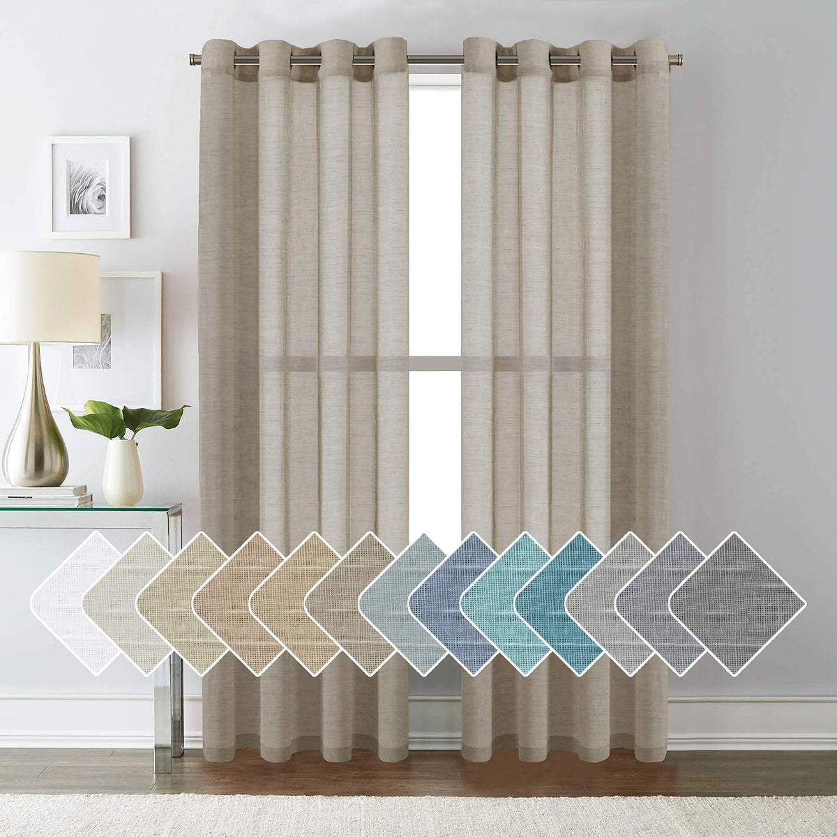 Natural Linen-Blend Sheer Curtains