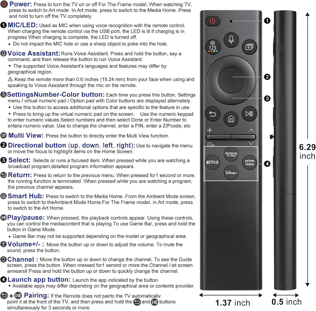 Universal Replacement Remote for Samsung Smart TVs
