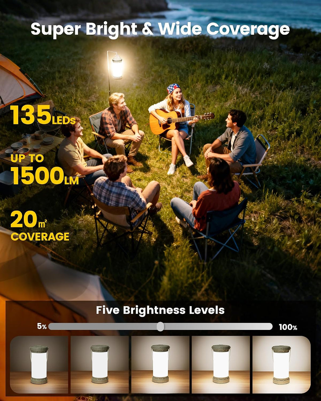 Glocusent Rechargeable Camping Lantern and Power Bank