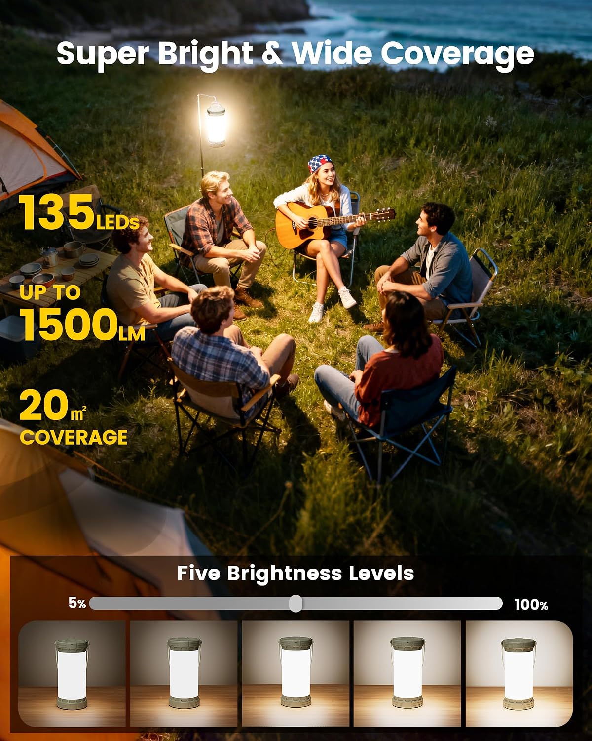 Glocusent Rechargeable Camping Lantern and Power Bank