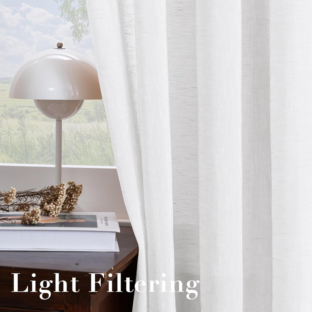 Natural Linen-Blend Sheer Curtains