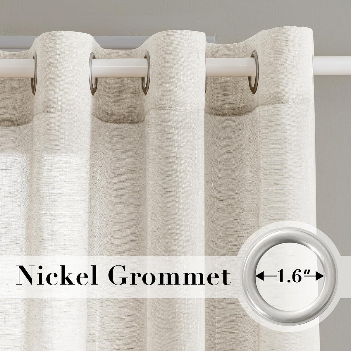Natural Linen-Blend Sheer Curtains