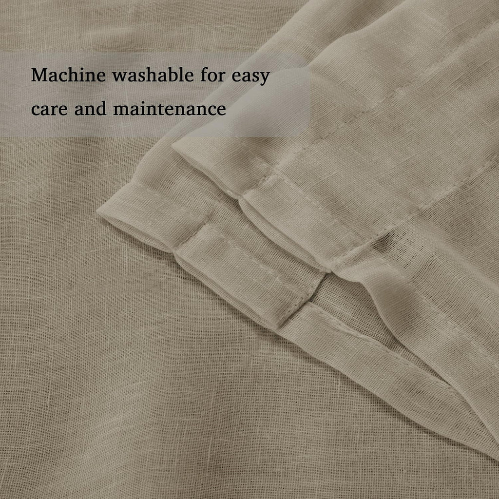 Natural Linen-Blend Sheer Curtains