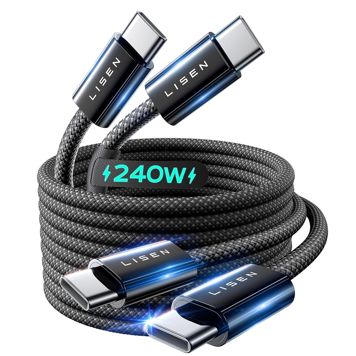 LISEN 2-Pack 240W 2m USB-C Cables